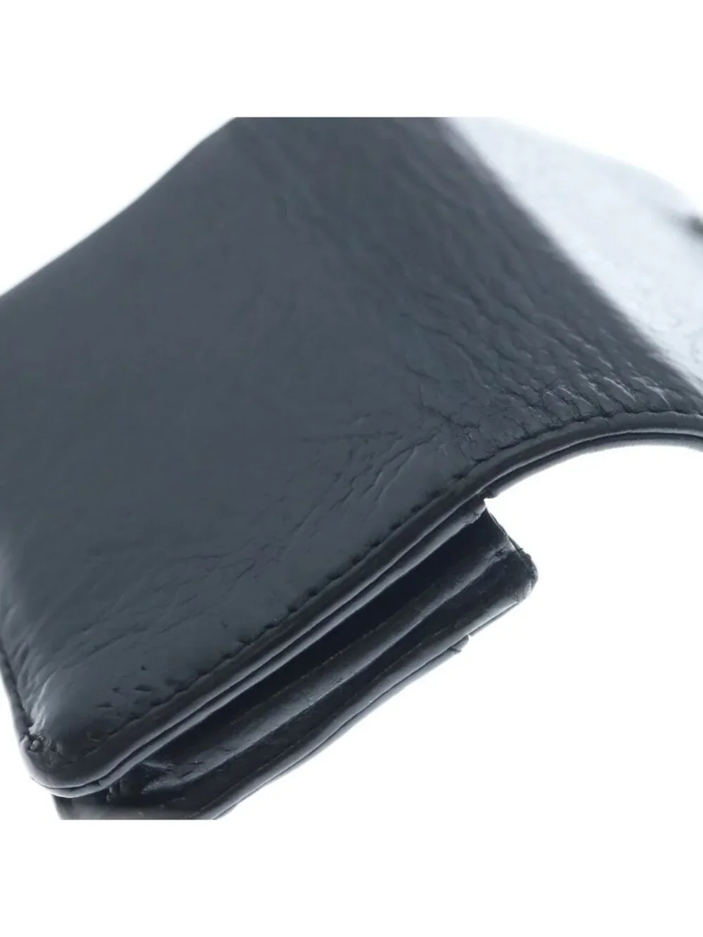 Chrome Hearts Card Case Scroll Label 3 Pocket Leather Black